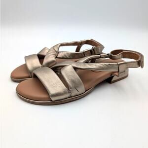 Gentle Souls Heather Flat Sandals Women's Gravel Leather Size US8.5 EU39.5